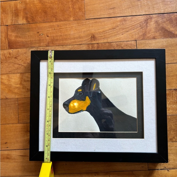 Hand painted Doberman pup framed picture. - Picture 5 of 8